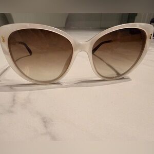 Gucci Mother of Pearl White and Brown Sunglasses with Gold sides